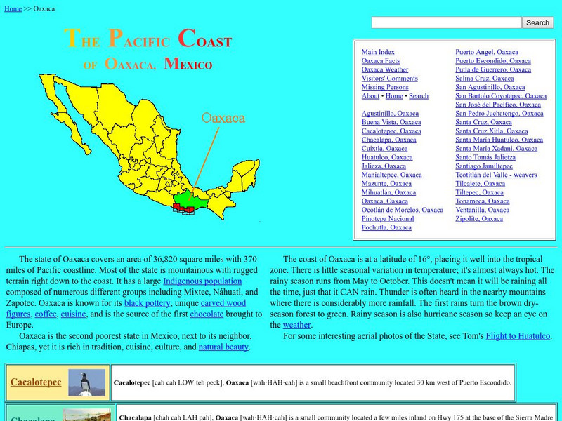 The Pacific Coast of Oaxaca Website The Pacific Coast of Oaxaca Website