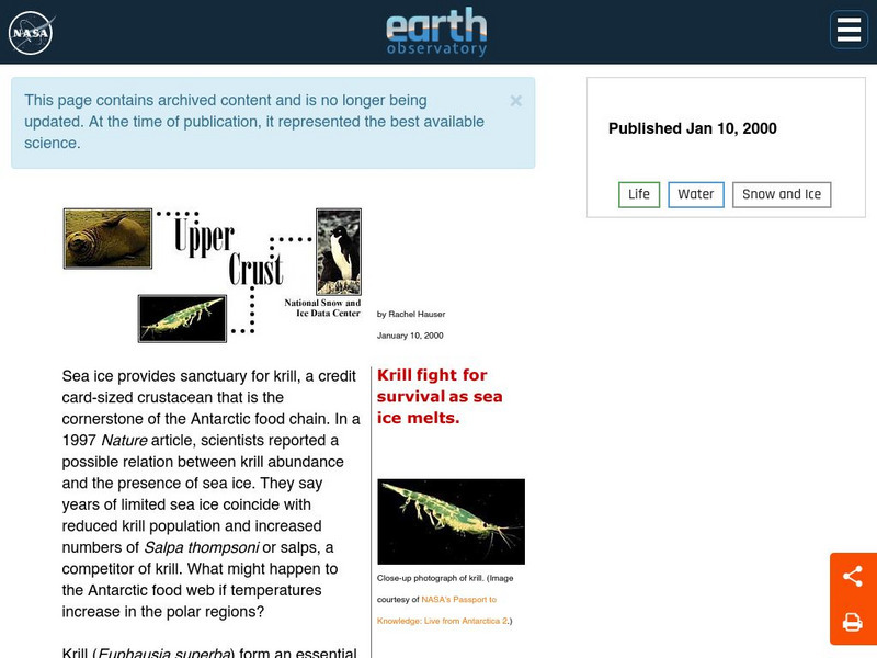 Nasa Earth Observatory: Upper Crust Handout Nasa Earth Observatory: Upper Crust Handout