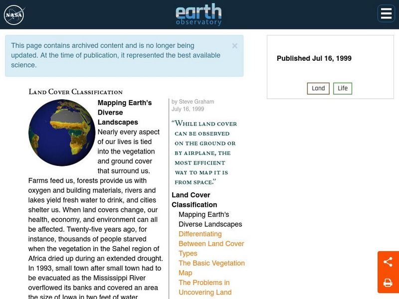 Nasa Earth Observatory: Land Cover Classification Website Nasa Earth Observatory: Land Cover Classification Website