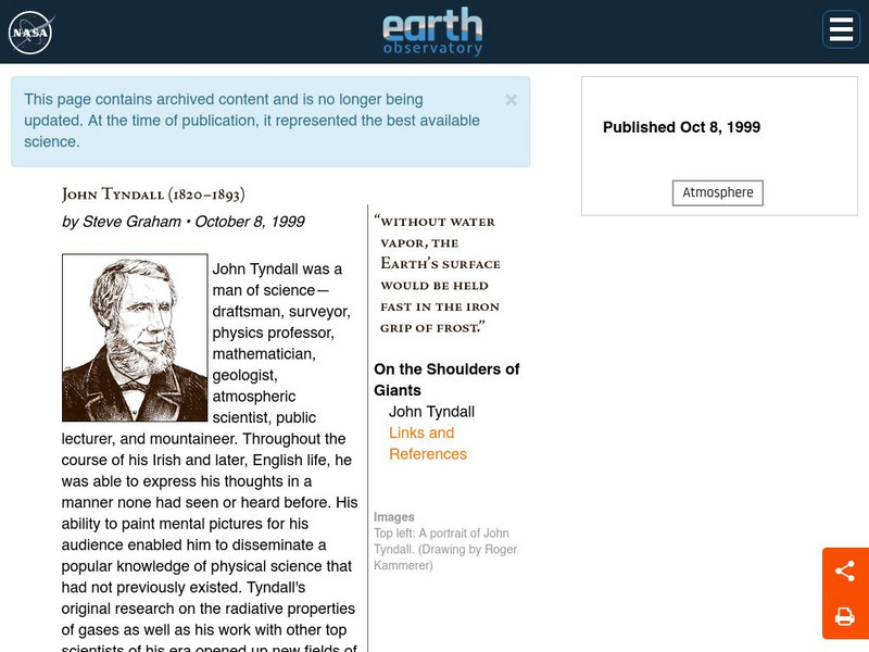 Nasa Earth Observatory: John Tyndall (1820 93) Handout