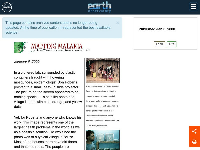 Nasa Earth Observatory: Mapping Malaria Handout