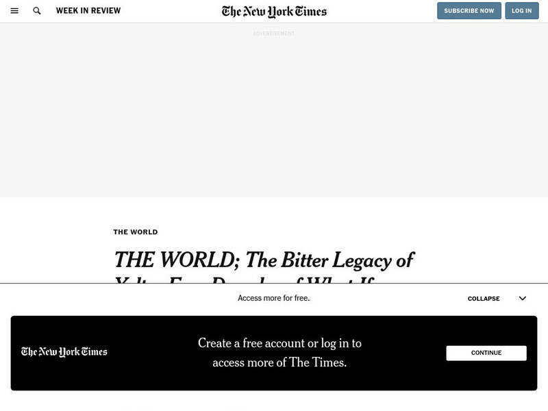 New York Times: The Bitter Legacy of Yalta Article New York Times: The Bitter Legacy of Yalta Article
