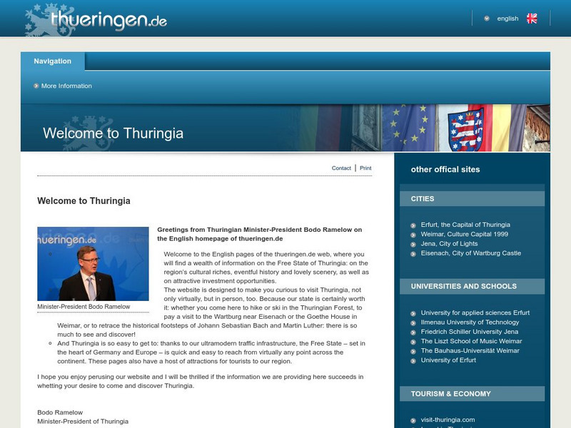 Free State of Thuringia: Freistaat Thuringen Website