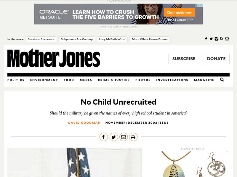 Mother Jones: No Child Unrecruited 11/02 Article Mother Jones: No Child Unrecruited 11/02 Article