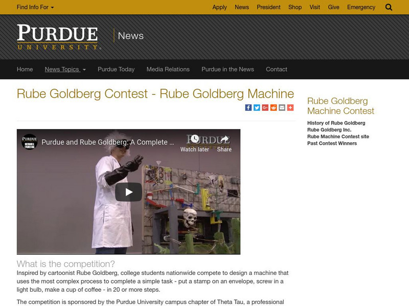 Purdue University: Rube Goldberg Contest at Purdue Website Purdue University: Rube Goldberg Contest at Purdue Website