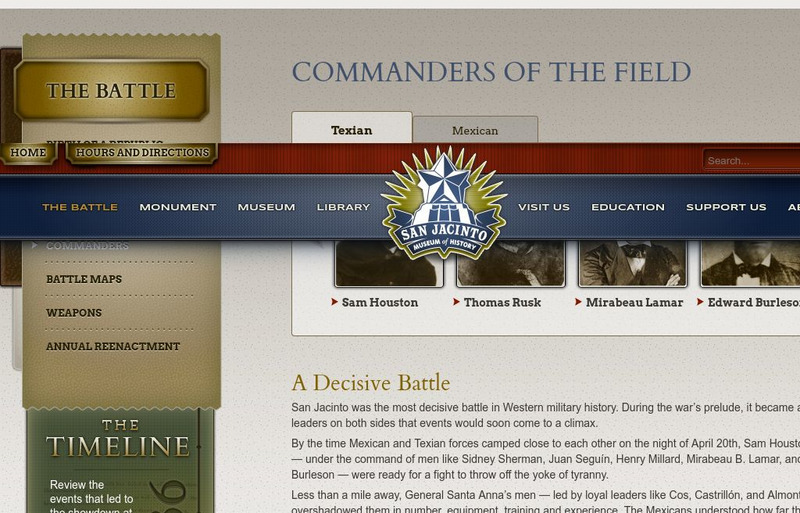 San Jacinto Museum: Commanders in the Field Website San Jacinto Museum: Commanders in the Field Website