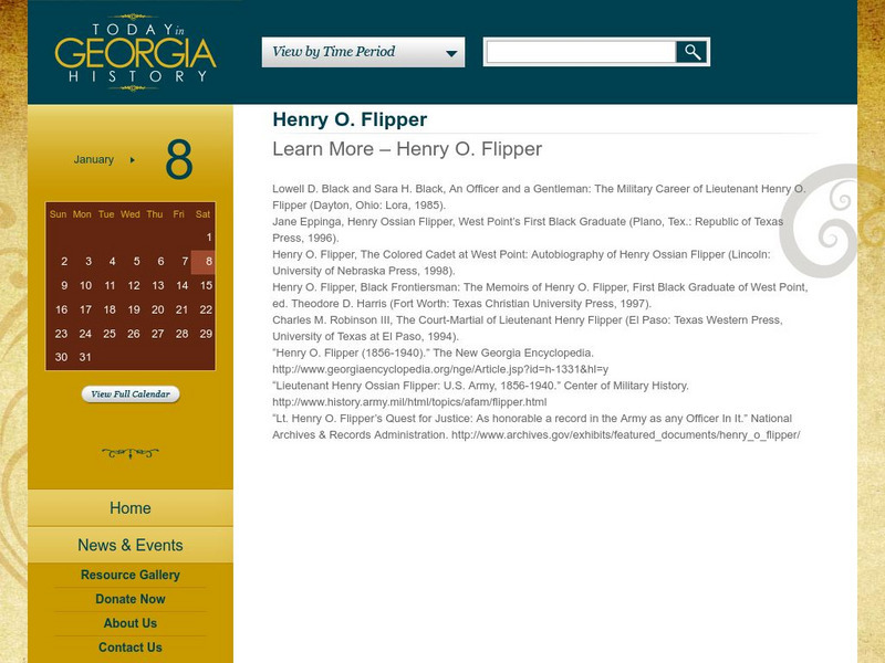 Today in Georgia History: Henry O. Flipper March 21, 1856 Unit Plan Today in Georgia History: Henry O. Flipper March 21, 1856 Unit Plan