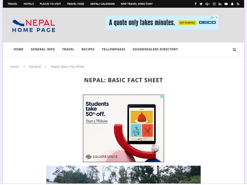 Nepal Home Page: Basic Fact Sheet Graphic Nepal Home Page: Basic Fact Sheet Graphic