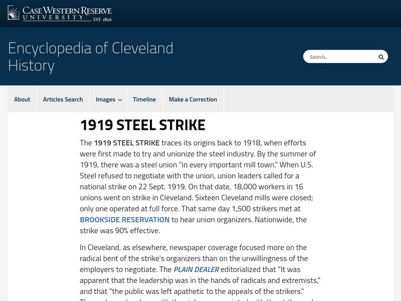 Encyclopedia of Cleveland History:1919 Steel Strike Website