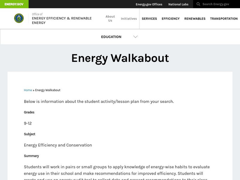 United States Department of Energy: Energy Walkabout Lesson Plan United States Department of Energy: Energy Walkabout Lesson Plan