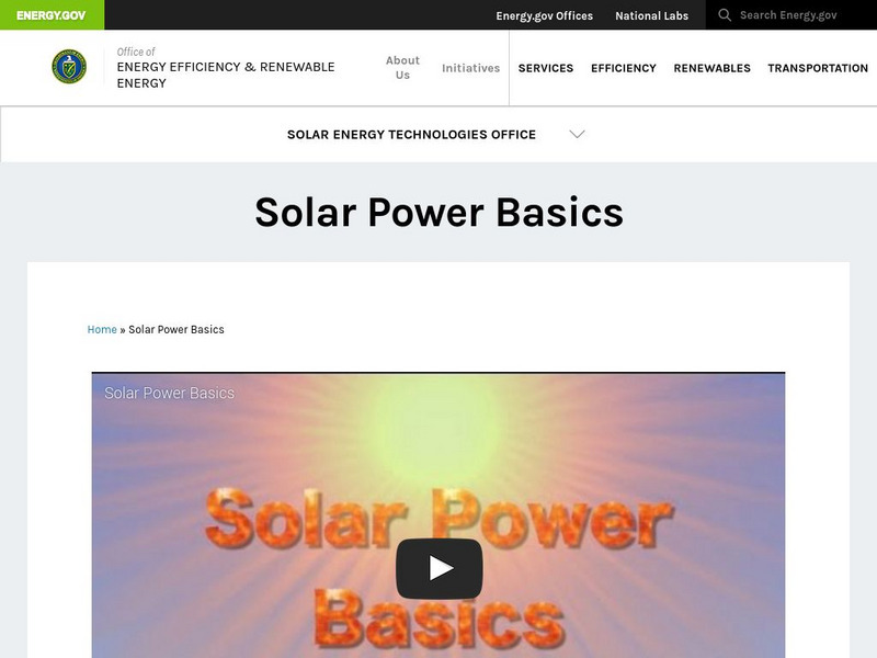 U.s. Department of Energy: Solar Energy Technologies Program: Solar Power Basics Instructional Video