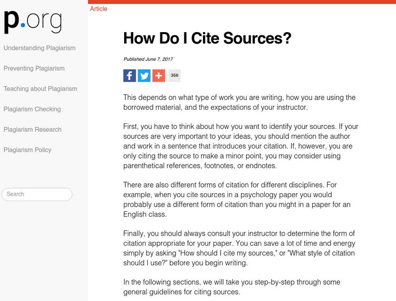 Plagiarism.org: How Do I Cite Sources? Handout Plagiarism.org: How Do I Cite Sources? Handout
