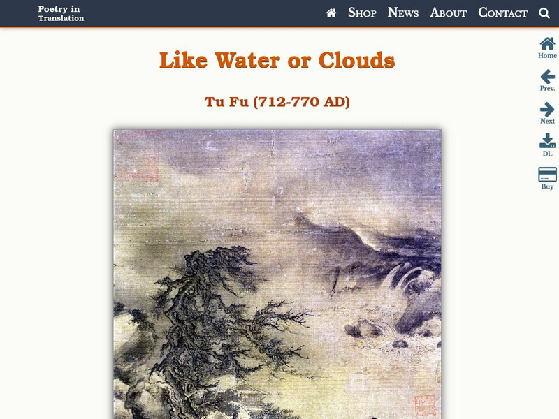 Ovid & Others: Like Water or Clouds: Tu Fu (Poems) eBook