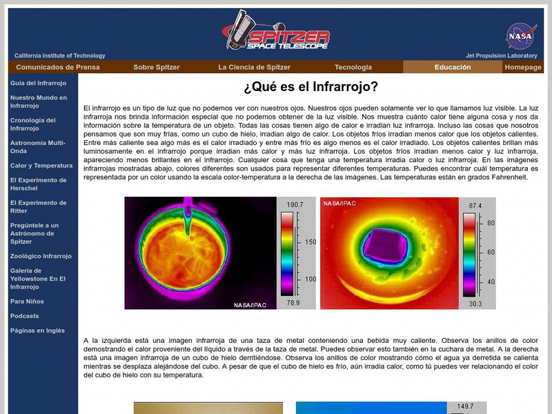 Spitzer Science Center: Que Es El Infrarrojo? Website