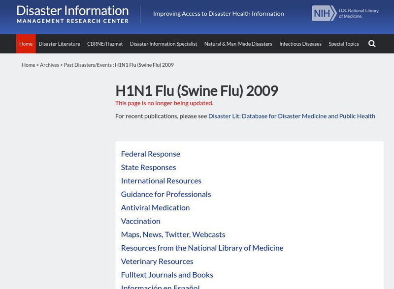 National Library of Medicine: 2009 H1 N1 Flu (Swine Flu) Website