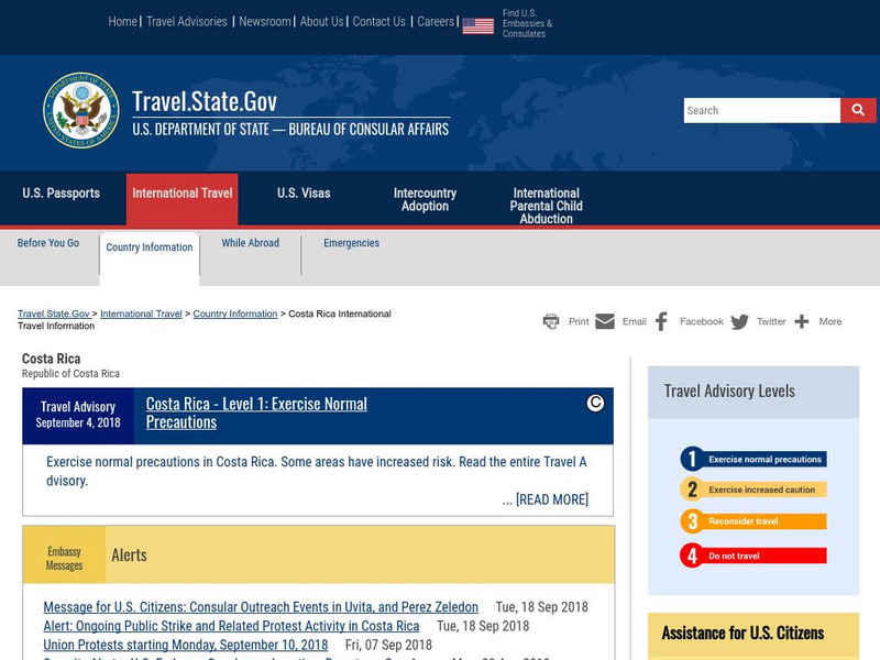 U. S. Department of State: Costa Rica Handout U. S. Department of State: Costa Rica Handout