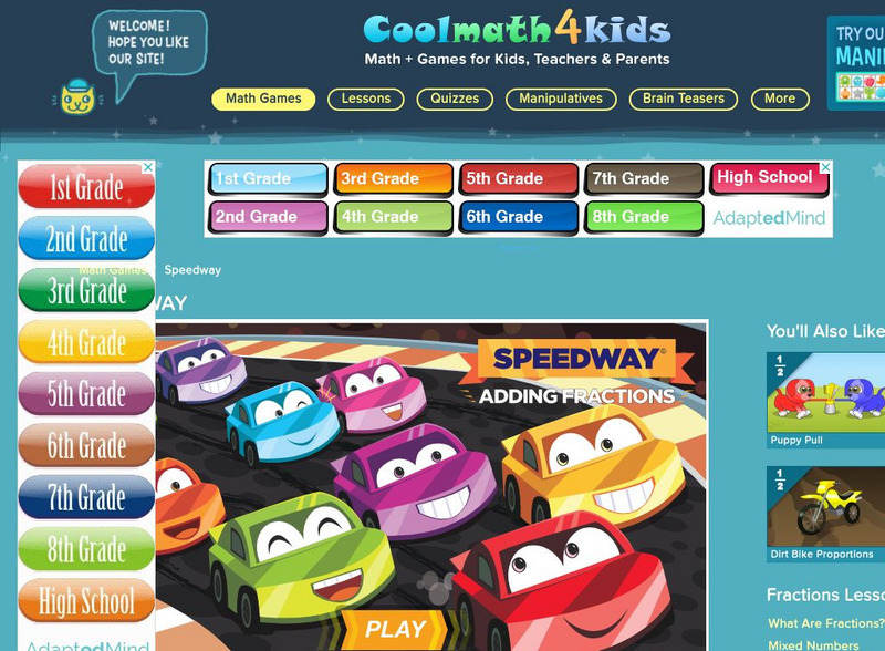 Coolmath: Coolmath4kids: Speedway Adding Fractions Interactive Coolmath: Coolmath4kids: Speedway Adding Fractions Interactive