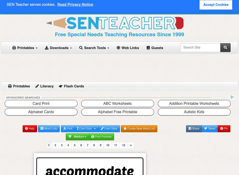 Sen Teacher: Word Cards Website
