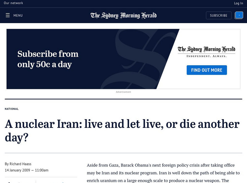Sydney Morning Herald: A Nuclear Iran Article Sydney Morning Herald: A Nuclear Iran Article
