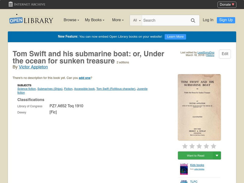Open Library: Tom Swift and His Submarine Boat eBook Open Library: Tom Swift and His Submarine Boat eBook