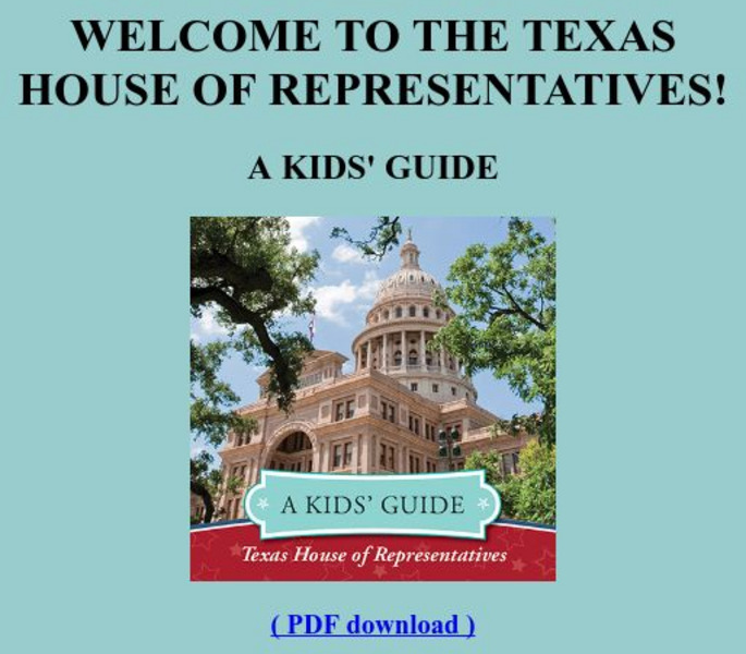 Texas House of Representatives: Kids' House (Grds. 1 3) Unit Plan Texas House of Representatives: Kids' House (Grds. 1 3) Unit Plan