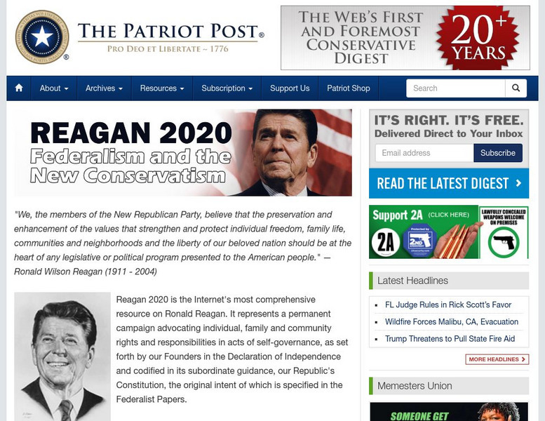 Reagan2020.com Website Reagan2020.com Website