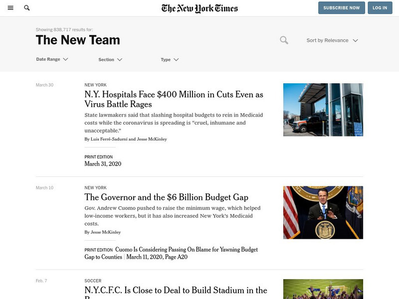 New York Times: The New Team Website New York Times: The New Team Website
