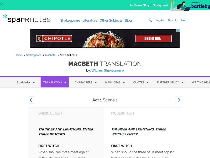 Spark Notes: No Fear Shakespeare: Macbeth Primary Spark Notes: No Fear Shakespeare: Macbeth Primary
