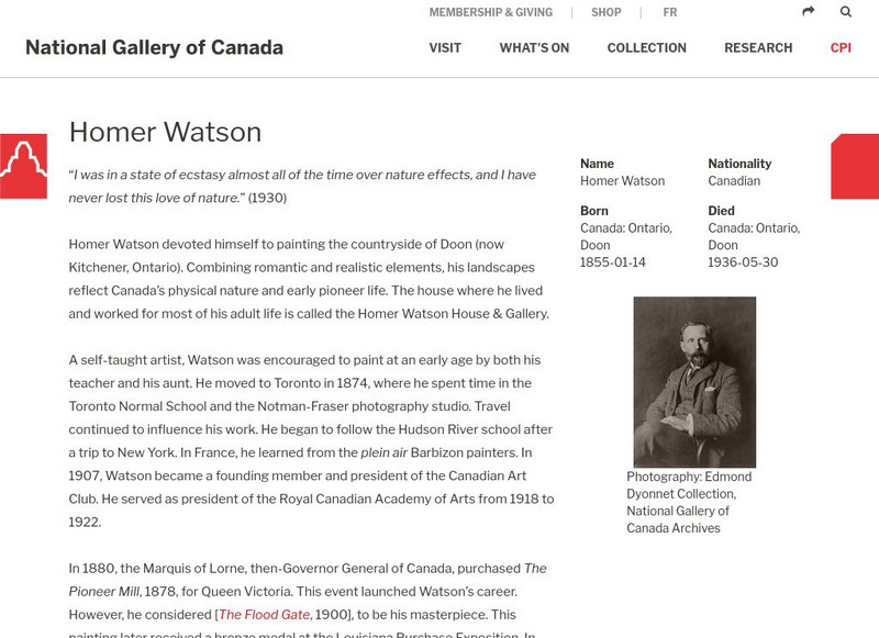 National Gallery of Canada: Homer Watson (1855 1936) Graphic National Gallery of Canada: Homer Watson (1855 1936) Graphic