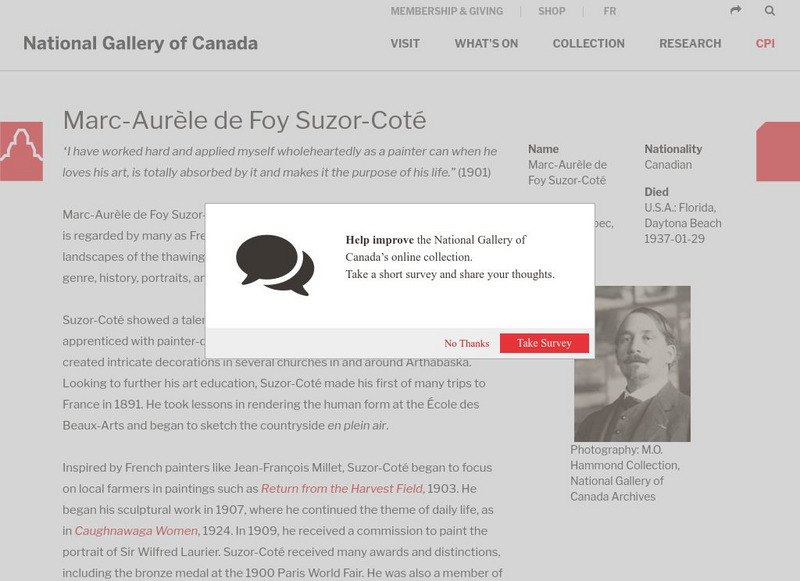National Gallery of Canada: Marc Aurele De Foy Suzor Cote (1869 1937) Handout National Gallery of Canada: Marc Aurele De Foy Suzor Cote (1869 1937) Handout