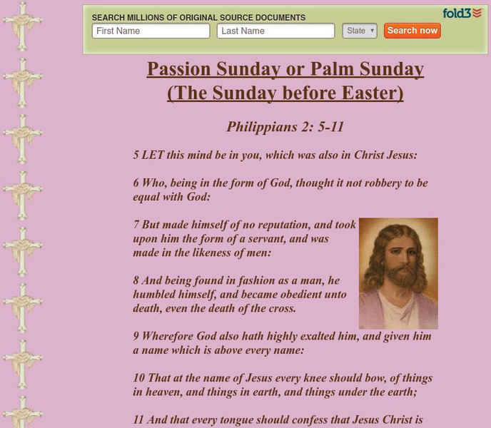 Holiday Page: Passion Sunday or Palm Sunday Website