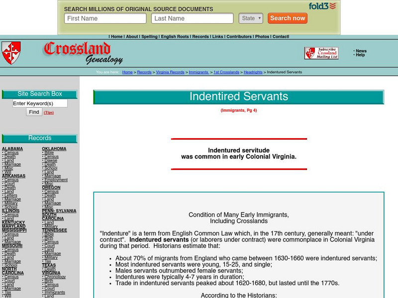 Immigrants: Indentured Servants Activity Immigrants: Indentured Servants Activity