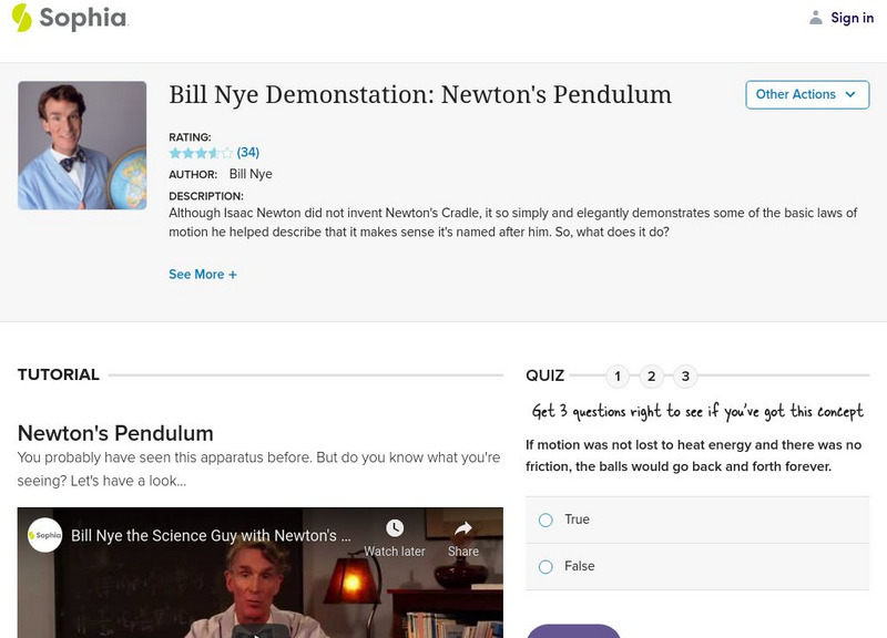 Sophia: Bill Nye Demonstration: Newton's Pendulum Activity Sophia: Bill Nye Demonstration: Newton's Pendulum Activity
