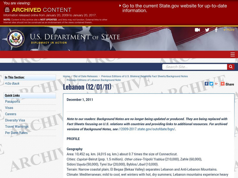 U.s. Department of State: Lebanon Handout U.s. Department of State: Lebanon Handout