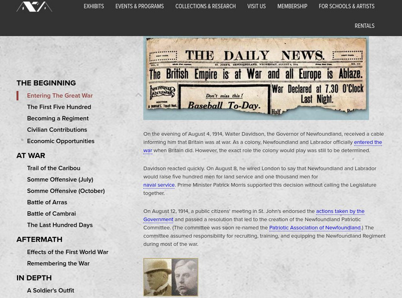 Gov't of Nfld.: Distinguished Service: Royal Newfoundland Regiment Website