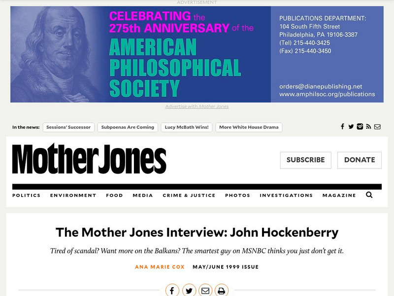 Mother Jones Interview: John Hockenberry Primary Mother Jones Interview: John Hockenberry Primary