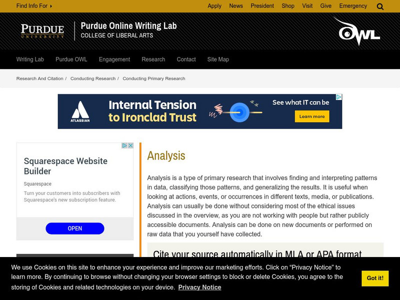 Purdue University Owl: Analysis Handout Purdue University Owl: Analysis Handout
