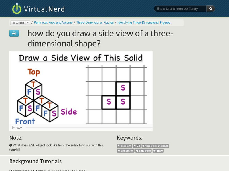 Virtual Nerd: How Do You Draw a Side View of a Three Dimensional Shape? Instructional Video Virtual Nerd: How Do You Draw a Side View of a Three Dimensional Shape? Instructional Video