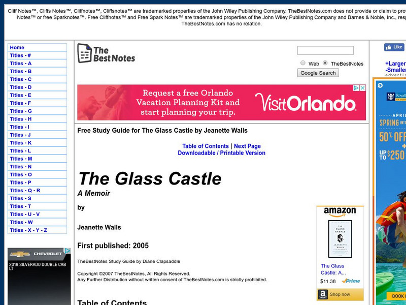 The Best Notes: The Glass Castle by Jeanette Walls Unit Plan The Best Notes: The Glass Castle by Jeanette Walls Unit Plan