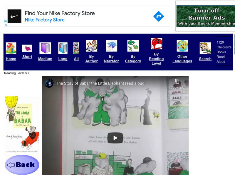 Just Books Read Aloud: Jean De Brunhoff: The Story of Babar the Little Elephant eBook