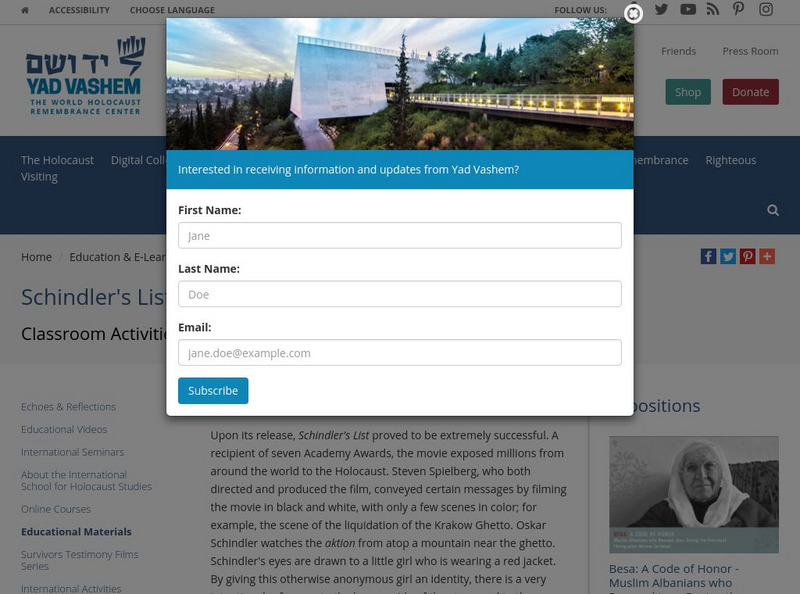 Yad Vashem: What Did Oskar Schindler View From the Hill? Lesson Plan