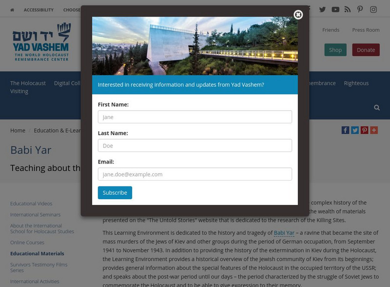 Yad Vashem: Babi Yar Unit Plan Yad Vashem: Babi Yar Unit Plan