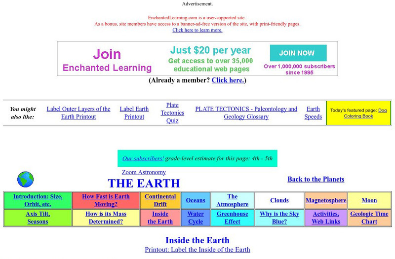 Enchanted Learning: Inside the Earth Website Enchanted Learning: Inside the Earth Website