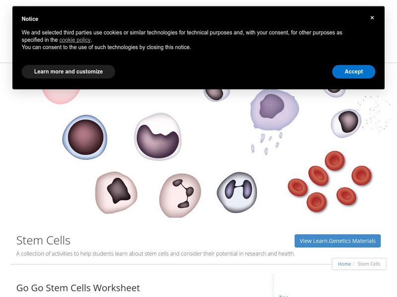 University of Utah: Genetic Science Learning Center: Which Type of Stem Cell Would You Use? Lesson Plan University of Utah: Genetic Science Learning Center: Which Type of Stem Cell Would You Use? Lesson Plan