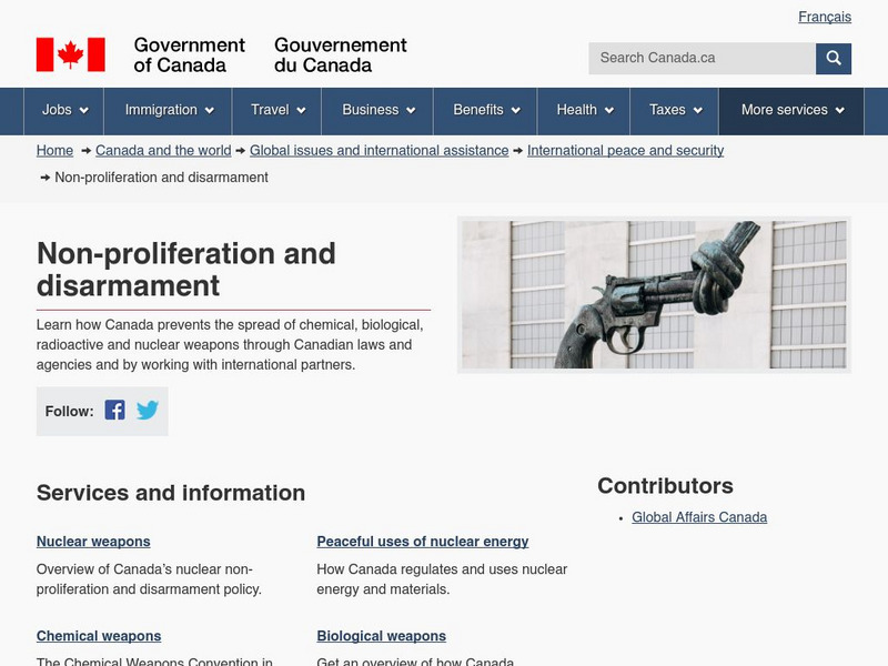 Government of Canada: Non Proliferation and Disarmament Website Government of Canada: Non Proliferation and Disarmament Website