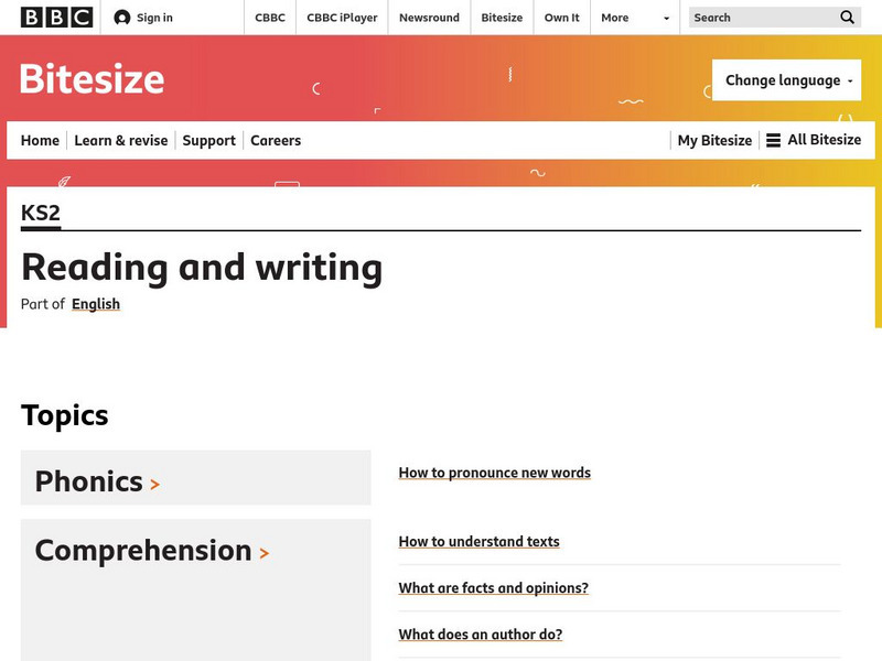 Bbc: Ks2 Bitesize English: Reading Website Bbc: Ks2 Bitesize English: Reading Website