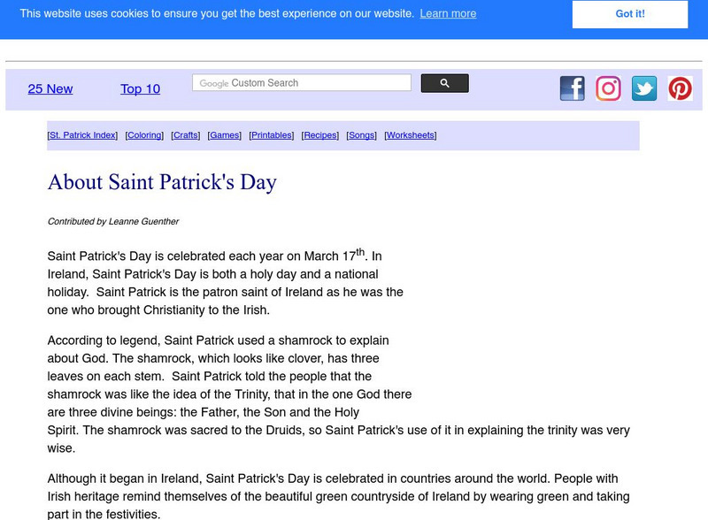 Dltk: About St. Patrick's Day Handout Dltk: About St. Patrick's Day Handout