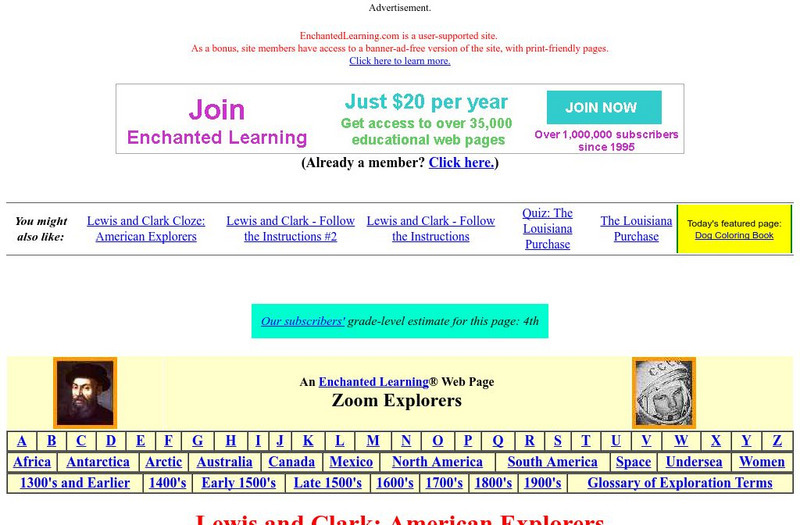 Enchanted Learning: Lewis and Clark, American Explorers Activity Enchanted Learning: Lewis and Clark, American Explorers Activity