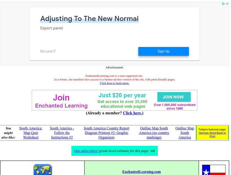 Enchanted Learning: South America Website Enchanted Learning: South America Website