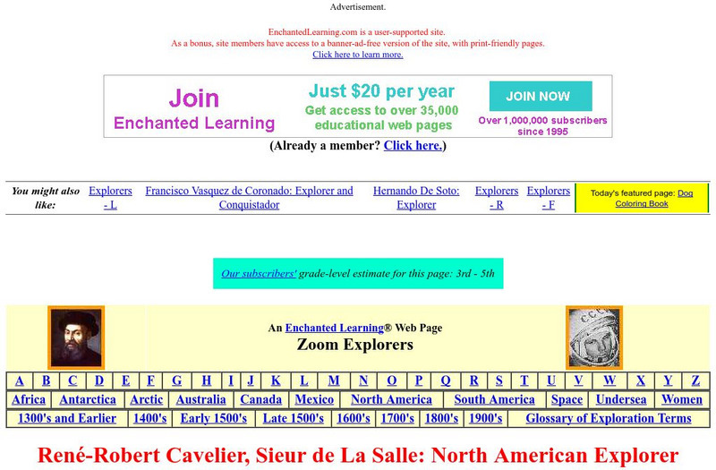 Enchanted Learning: Rene Robert Cavelier, Sieur De La Salle Website Enchanted Learning: Rene Robert Cavelier, Sieur De La Salle Website